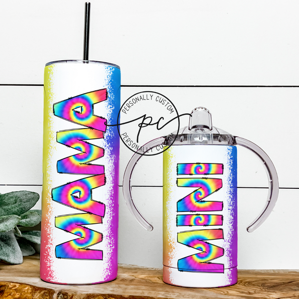 Rainbow Tie Dye Swirl Mama & Mini Tumbler Bundle