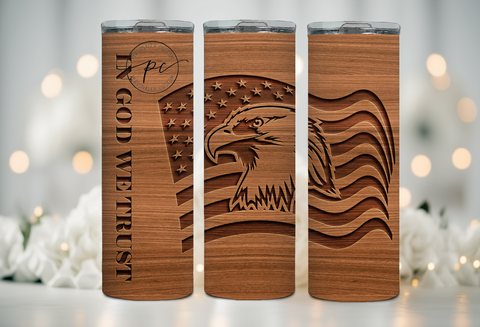 In God We Trust Wood Carved Tumbler