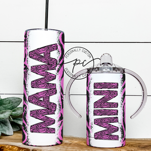 Pink Zebra Mama & Mini Tumbler Bundle