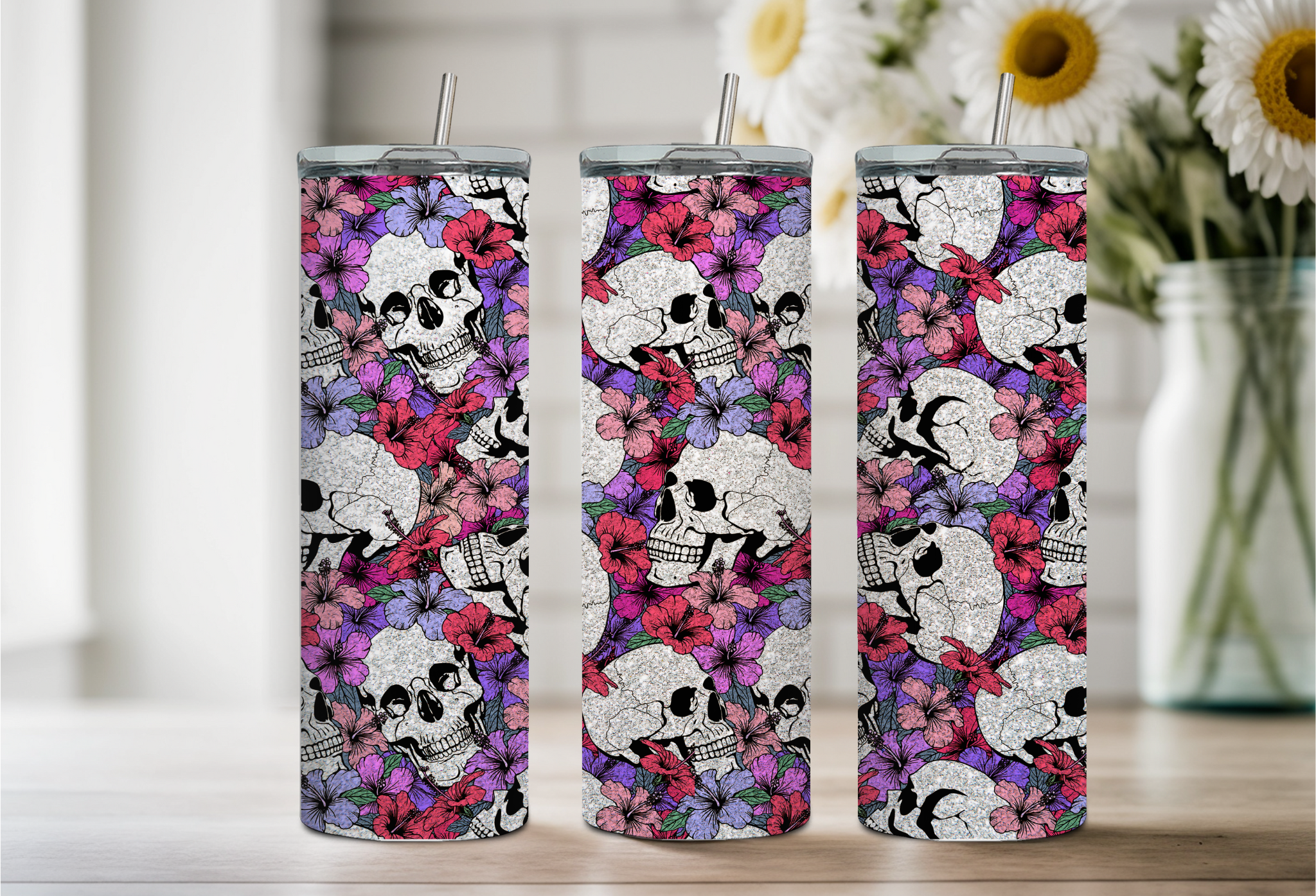 Skull and Roses Tumbler