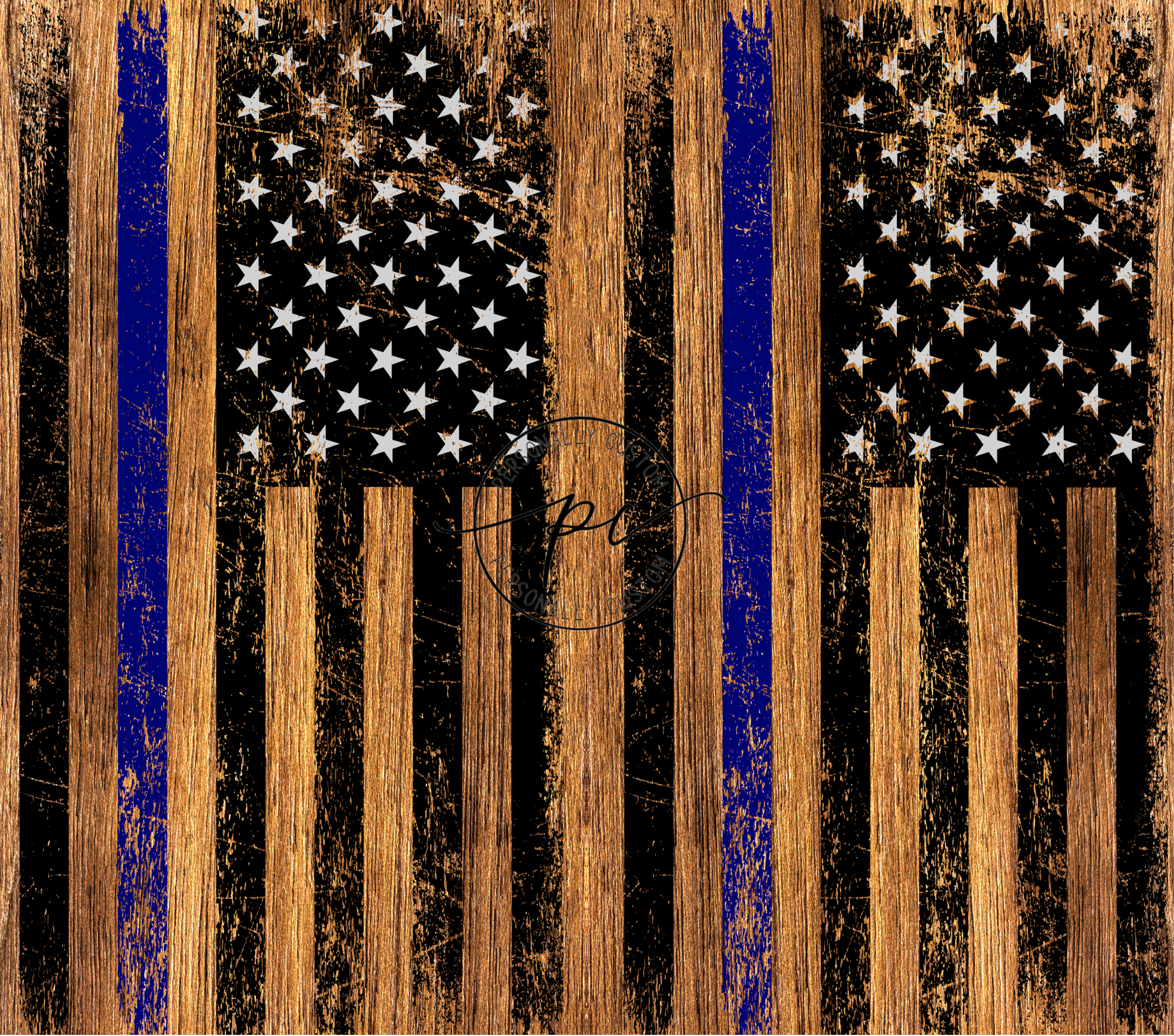 Wood Thin Blue Line 20oz Transfer