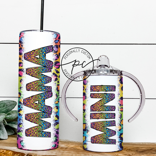 Rainbow Cheetah Mama & Mini Tumbler Bundle