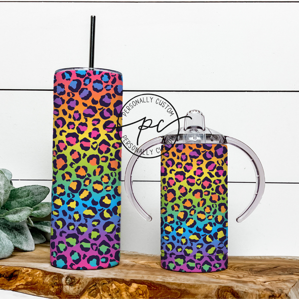 Rainbow Cheetah Mama & Mini Tumbler Bundle