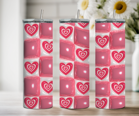 Puff Checkered Hearts Tumbler