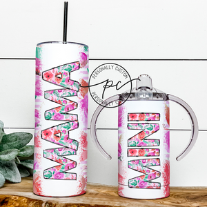 Pink Floral Mama & Mini Tumbler Bundle