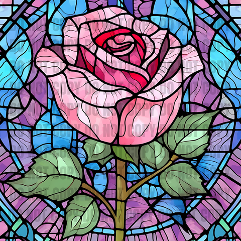 Stained Glass Rose TRANSFER