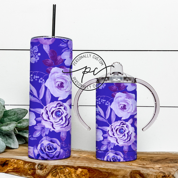 Purple Floral Mama & Mini Tumbler Bundle