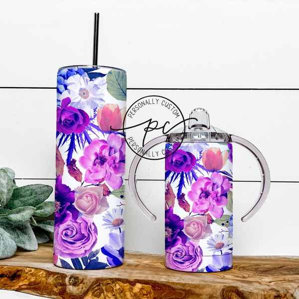 Magenta Floral Mama & Mini Tumbler Bundle