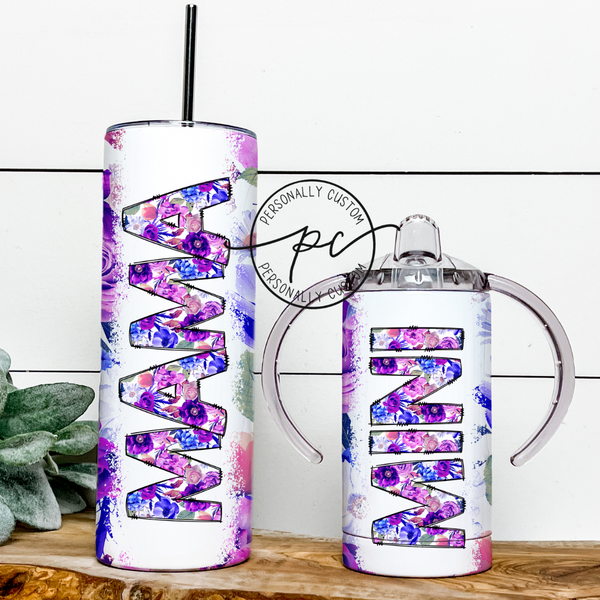 Magenta Floral Mama & Mini Tumbler Bundle