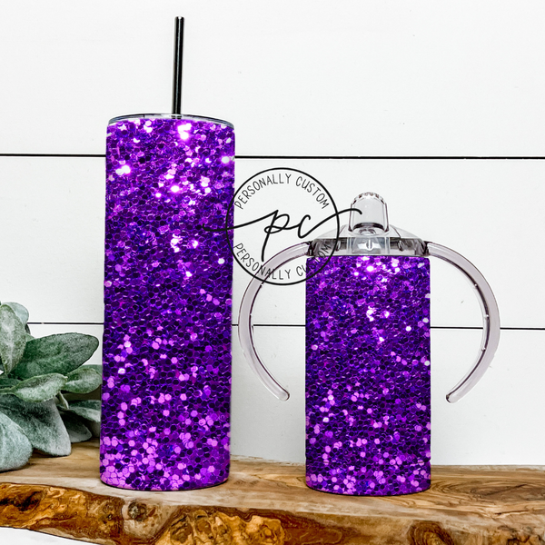 Purple Sparkle Mama & Mini Tumbler Bundle