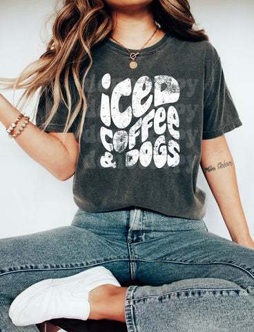 Distressed Iced Coffee & Dogs Tee